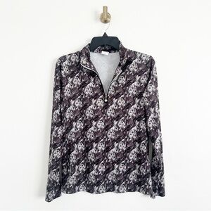 Daily Sports Women's Gray Graphic Print 1/4 Zip Pullover Size Medium (M)